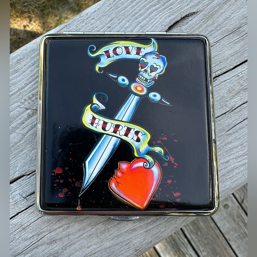 Black Love Hurts Skull and Heart Box